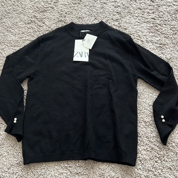 Zara Other - zara kids black long sleeve Mockneck sweater with pearl cuffs